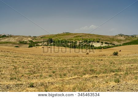 Rural Landscape Near Montalbano Jonico, Matera, Basilicata, Italy, At Summer.