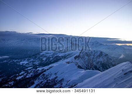 A Beautiful View Of A Himalayan Mountain Range Of Snow Capped Mountains From The Summit Of A Himalay