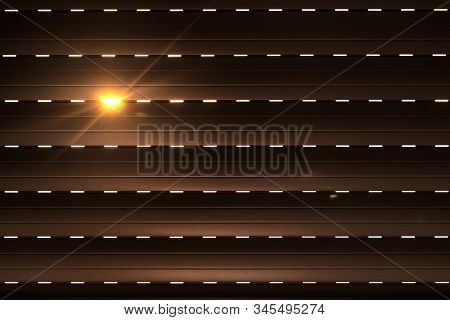 Shutters - Blinds With Sunlight In The Morning. Dark Wooden Window With Blinds. Interior Abstract De