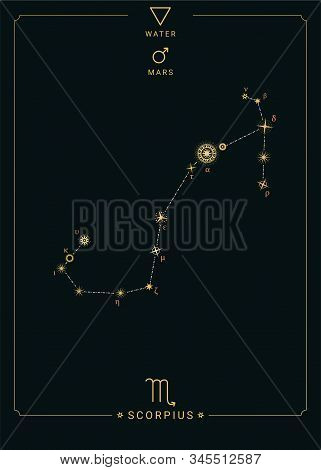 Zodiac Constellation Scorpius. Symbol Of The Planet Mars, The Element Of Water