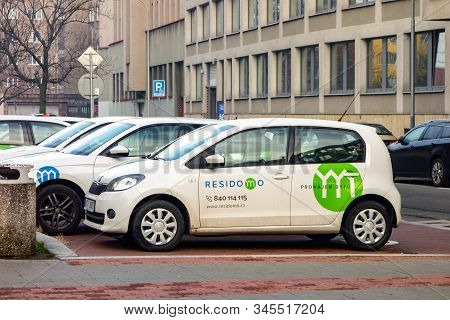 Ostrava, Czechia - January 17, 2020: The White Skoda Citigo Commercial Small Car Of The Residomo Com