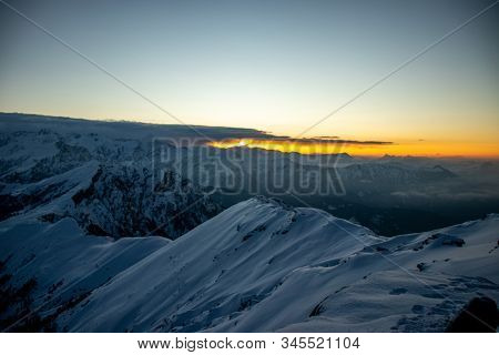 Sunrise From The Summit Of A Himalayan Mountain