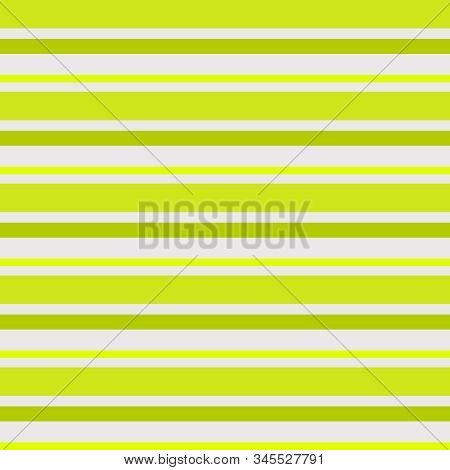 Chartreuse Horizontal Striped Pattern In Varied Size Stripes And Shades Of Chartreuse On A Ecru Back