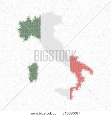 Map Of Italy. Mosaic Style Map With Flag Of Italy. Marvelous Vector Illustration.