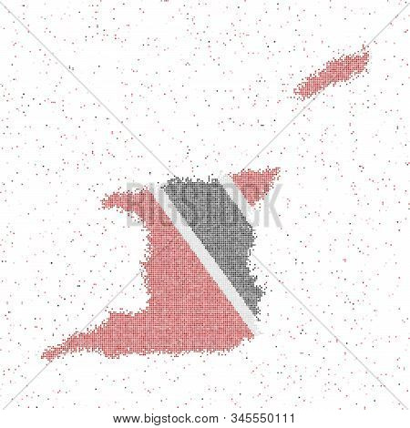 Map Of Trinidad And Tobago. Mosaic Style Map With Flag Of Trinidad And Tobago. Vector Illustration.