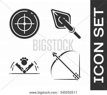 Set Bow And Arrow In Quiver, Target Sport For Shooting Competition, Trap Hunting And Hipster Arrow T