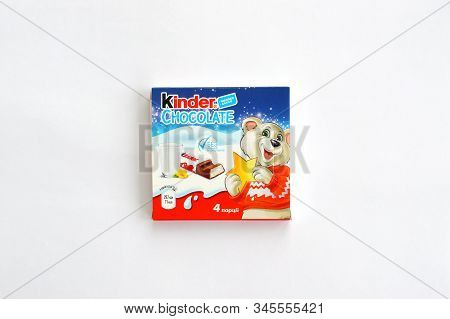 Kinder Chocolate Small Box Made By Ferrero Spa. Kinder Is A Confectionery Product Brand Line Of Ital