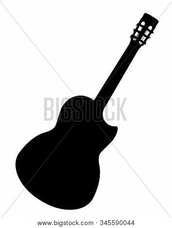 A Typical Flamenco Spanish Acoustic Guitar Isolated Over A White Background.