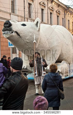 Ukraine, Chernivtsi, January 2020. Lightning Festival: 