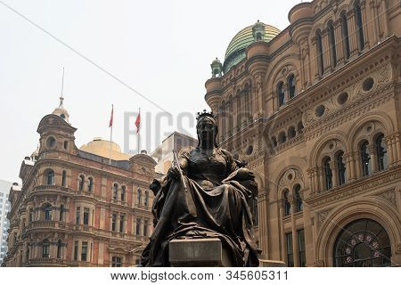 Statue Of Queen Victoria In Front Of Qvb (queen Victoria Building), Sydney Australia 19-12-2019