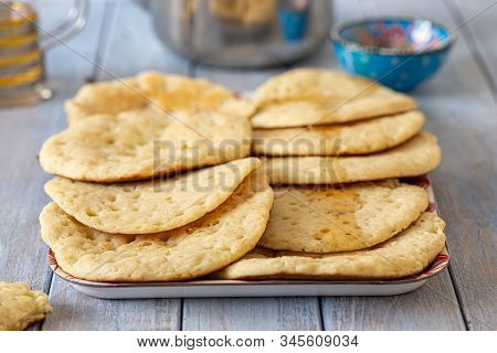 Moroccan Pancakes Baghrir Or Beghrir Or Crapes Can Also Be Named Lahoh With 1000 Holes Served With H
