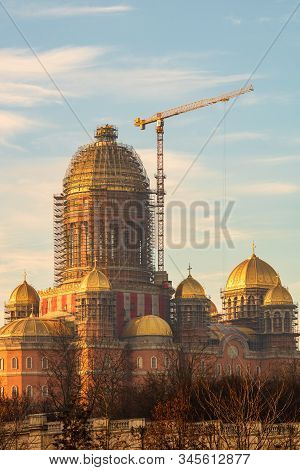 People's Salvation Cathedral (catedrala Mantuirii Neamului) Construction Site. Christian Orthodox Ca