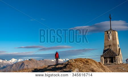 Winter Sunset From An Alpine Peak Of Friuli-venezia Giulia
