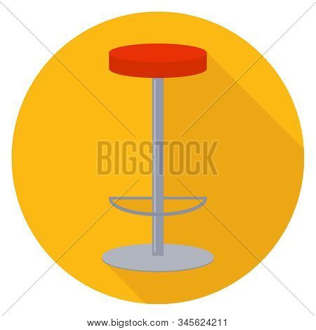 Bar Stool. Modern Bar Stool Isolated On Orange Background With Side Shadow. Vector Illustration Of A