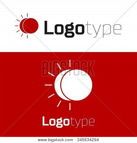 Red Eclipse Of The Sun Icon Isolated On White Background. Total Sonar Eclipse. Logo Design Template 
