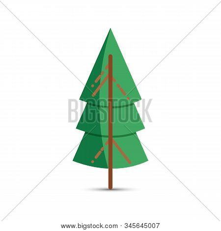 Cartoon Tree On A White Background. Element For Ecology Or Nature Logo. Vector Illustration