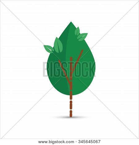 Flat Icon. Isolated Tree On A White Background. Element For Ecology Or Nature Logo. Vector Illustrat