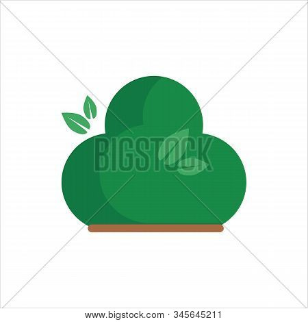 Cartoon Bush. Flat Icon On A White Background. Element For Ecology Or Nature Logo. Vector Illustrati