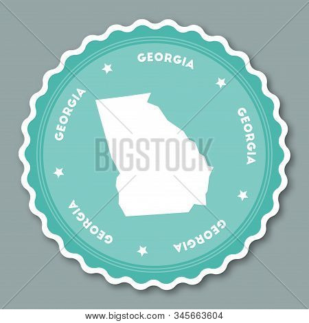 Georgia Sticker Flat Design. Round Flat Style Badges Of Trendy Colors With The State Map And Name. U