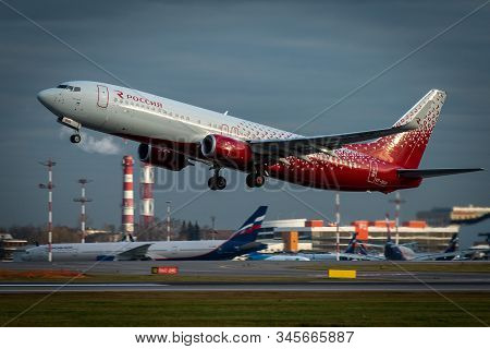 October 29, 2019, Moscow, Russia. Plane 
Boeing 737-800 Rossiya - Russian Airlines At Sheremetyevo A