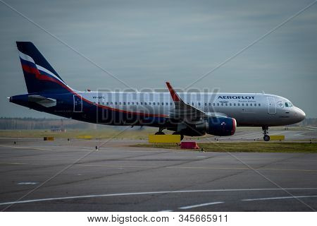 October 29, 2019, Moscow, Russia. Plane 
Airbus A320-200 Aeroflot - Russian Airlines At Sheremetyevo