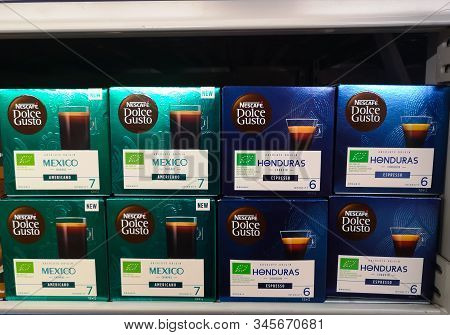 Coffee In Nescafe Dolce Gusto Capsules For Sale At Ashan Shopping Center On December 25, 2019 In Rus