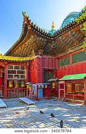 Ulan Bator, Mongolia - August 24, 2016: View Of The Gandantegchinlen Monastery, The Center Of Mongol