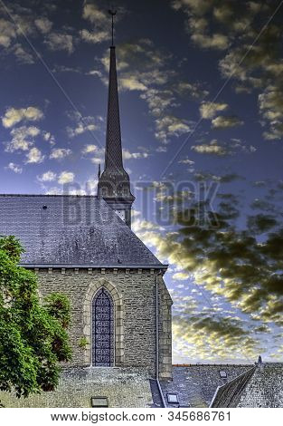 Ploermel, Brittany, France - May 30: Sunrise Over Chapel Of The Brothers Of La Mennais (chapelle Des