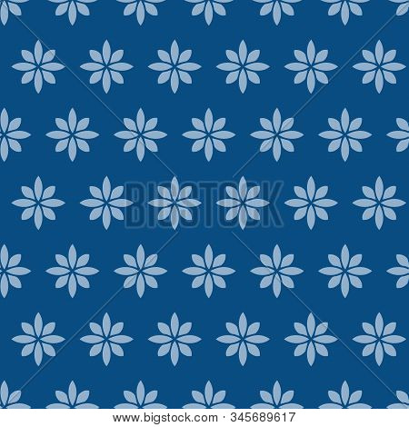 Simple Tiny Daisy Vector Repeat Pattern In Classic Blue