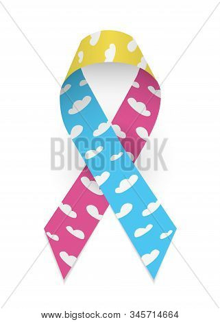 Cloud Satin Ribbon As Symbol Of Congenital Diaphragmatic Hernia Awareness. Isolated Vector Illustrat