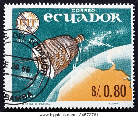 Postage stamp Ecuador 1966 Relay 1, Earth and Television