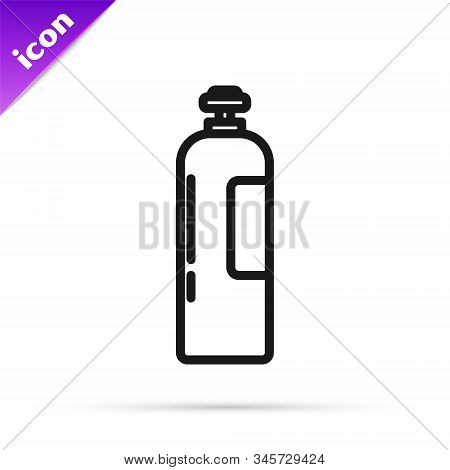 Black Line Industrial Gas Cylinder Tank For All Inert And Mixed Inert Gases Icon Isolated On White B