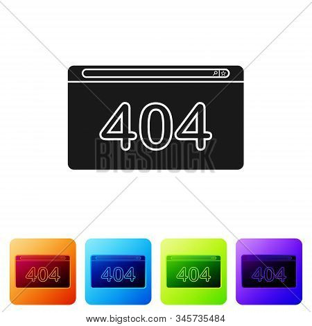 Black Page With A 404 Error Icon Isolated On White Background. Template Reports That The Page Is Not