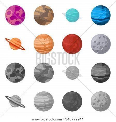 Vector Design Of Galaxy And Orbit Sign. Collection Of Galaxy And Cosmos Vector Icon For Stock.