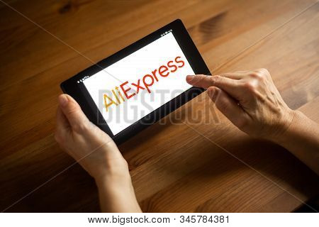 Aliexpress Logo Sign Application Screen Tablet Online Retail Service, Hands On