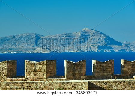 Blanks Of The Medieval Wall Of The Joannite Orders Castle In Lindos