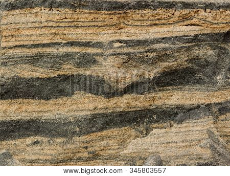 Background And Texture Of Cross Section Dirty Sand Layers In Nature Beach