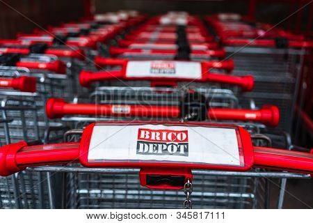 Shopping Carts Seen Outside A Brico Depot Construction Materials And Decoration Store In Bucharest,