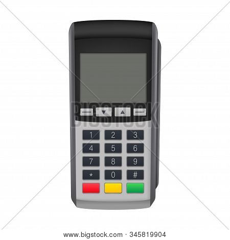 Payment Terminal Mockup. Pos Terminal With Blank Screen. Cash Register. Vector Stock Illustration