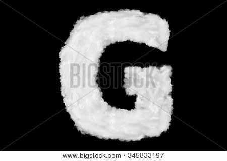 Letter G Font Shape Element Made Of Clouds On Black Background Ready For Mask Or Blending Modes