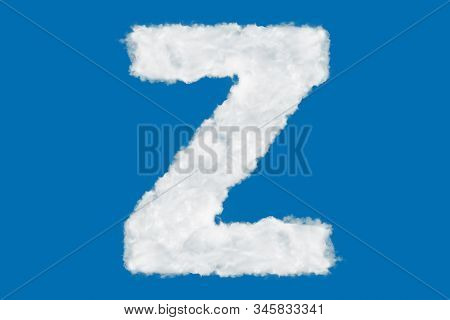 Letter Z Font Shape Element Made Of Clouds On Blue Background Over Sky