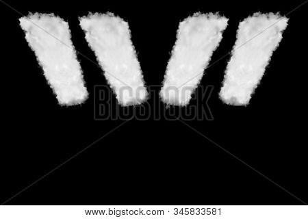 Symbols Quotation, Blockquote Font Shape Element Made Of Clouds On Black Background Ready For Mask O