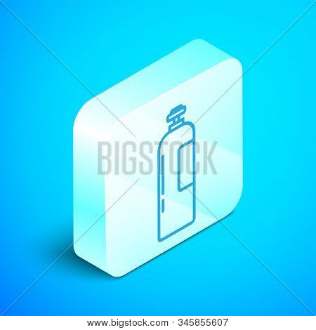 Isometric Line Industrial Gas Cylinder Tank For All Inert And Mixed Inert Gases Icon Isolated On Blu