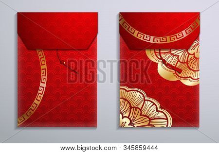 Red Envelope For Chinese New Year Set For Your Gesighn Or Geetings Isolated On White