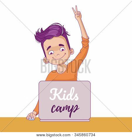 Kids Programming Summer Camp Logo. Coding Kid.