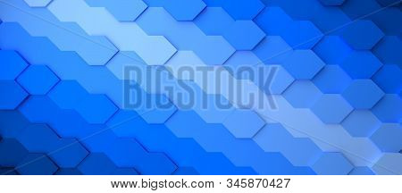 Abstract Gradient Blue Honeycomb Background, 3d Rendering