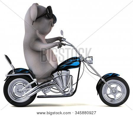 Fun cartoon Koala on a motorbicycle