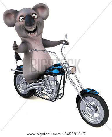 Fun cartoon Koala on a motorbicycle