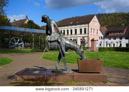 BODENWERDER, GERMANY - April 20, 2016: Sculpture-fountain 