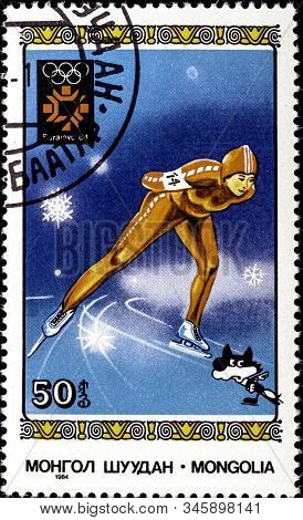 01 16 2020 Divnoe Stavropol Territory Russia Postage Stamp Mongolia 1984 Winter Olympic Games - Sara
